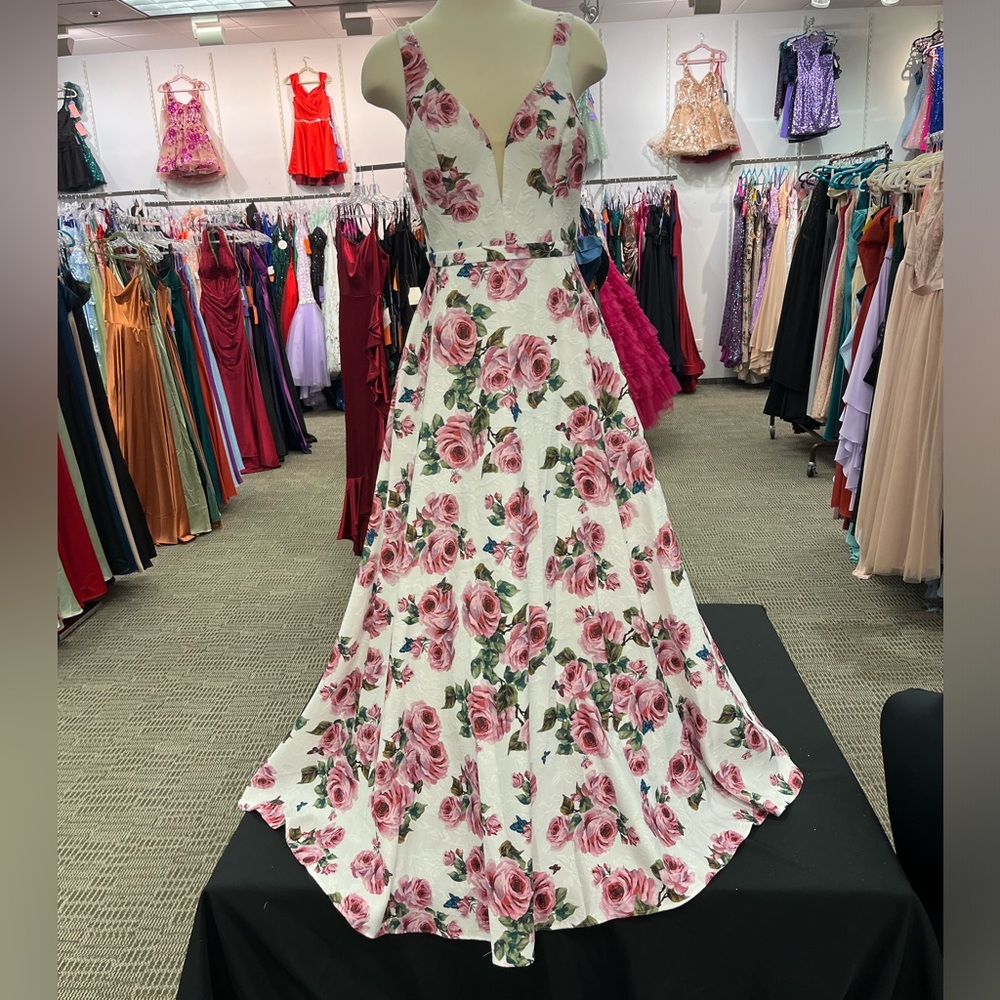 White Floral A line dress by Sparkle